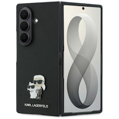 Husă pentru Samsung Galaxy Z Fold8 Ultra, Karl Lagerfeld Saffiano Karl & Choupette Metal Pin, Gri