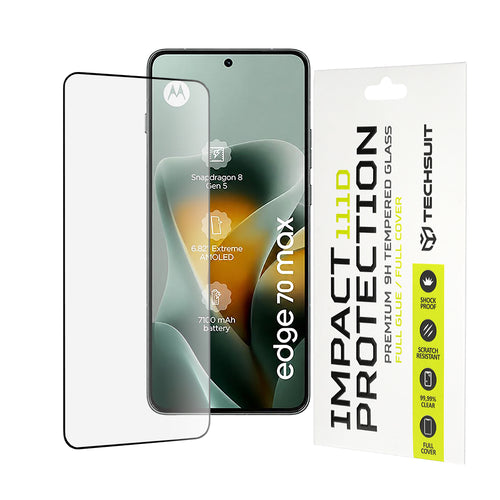 Folie telefon pentru Motorola Edge 70 Max, Techsuit 111D Full Cover Full Glue Glass, Neagra