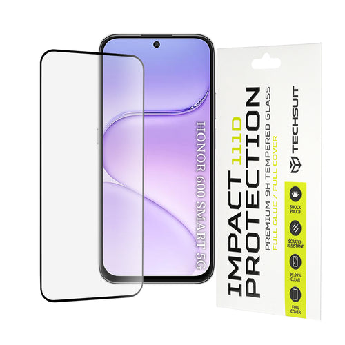 Folie telefon pentru Honor 600 Smart, Techsuit 111D Full Cover Full Glue Glass, Neagră