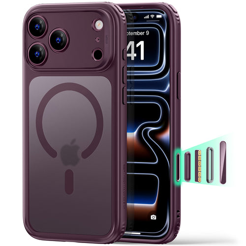 Husă pentru iPhone 18 Pro / iPhone 17 Pro, ESR Classic Hybrid HaloLock, Bordo mat