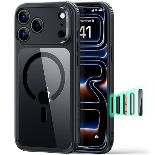 Husă pentru iPhone 17 Pro Max / iPhone 18 Pro Max, ESR Classic Hybrid HaloLock, Transparentă Neagră