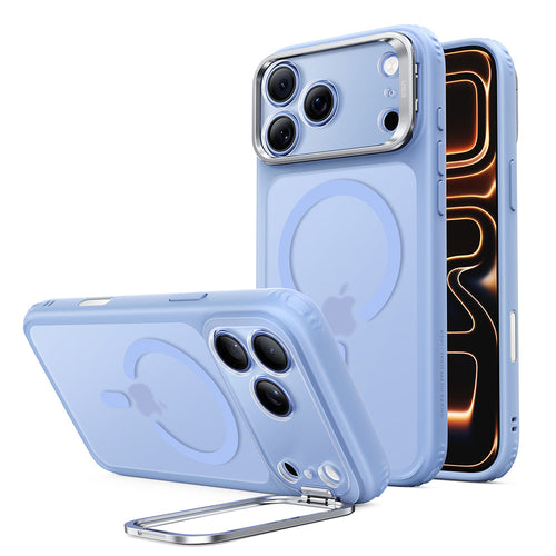 Husă pentru iPhone 17 Pro / iPhone 18 Pro, ESR Classic Hybrid HaloLock Kickstand, Albastru deschis mat