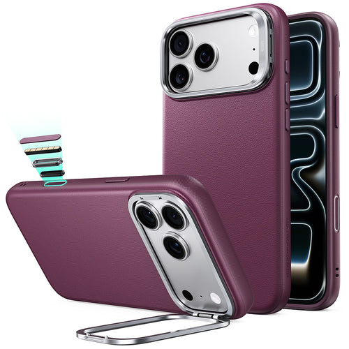 Husă pentru iPhone 17 Pro / iPhone 18 Pro, ESR Atelier Magnetic Kickstand, Bordo mat