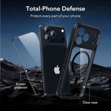 Husă pentru iPhone 17 Pro Max / iPhone 18 Pro Max, ESR Classic Hybrid HaloLock cu protecție ecran, Transparentă-Neagră
