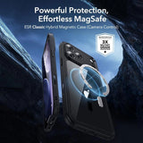 Husă pentru iPhone 17 Pro / iPhone 18 Pro, ESR Classic Hybrid HaloLock cu Folie protectoare, Transparentă Neagră