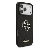 Husă pentru iPhone 18 Pro, Guess Fixed Glitter Big 4G, Neagră