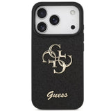 Husă pentru iPhone 18 Pro Max, Guess Fixed Glitter Big 4G, Neagră