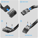 Set pedale pentru Tesla Model Y/3, Spigen Pedal Covers Stuttgart ACP04510, Full Set, Convex, Inox cu puncte de cauciuc, Argintiu