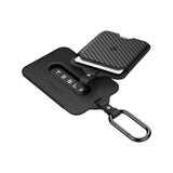 Husa cheie auto Spigen Card Holder, 2 buc, pana la 2 carduri, design slim, cu carabina, Neagra