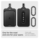 Husa cheie auto Spigen Card Holder, 2 buc, pana la 2 carduri, design slim, cu carabina, Neagra