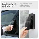Husa cheie auto Spigen Card Holder, 2 buc, pana la 2 carduri, design slim, cu carabina, Neagra