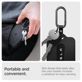 Husa cheie auto Spigen Card Holder, 2 buc, pana la 2 carduri, design slim, cu carabina, Neagra