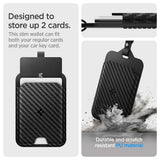 Husa cheie auto Spigen Card Holder, 2 buc, pana la 2 carduri, design slim, cu carabina, Neagra
