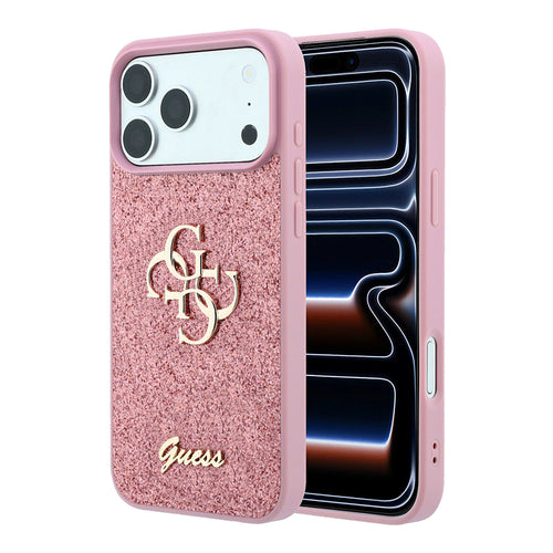 Husă pentru iPhone 18 Pro, Guess Fixed Glitter Big 4G, Roz