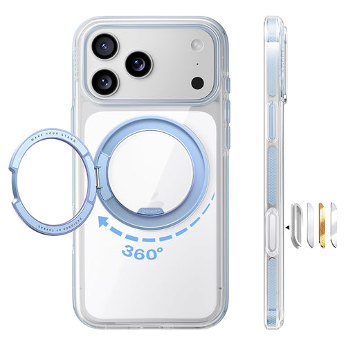 Husă pentru iPhone 17 Pro / iPhone 18 Pro, Torras Ostand O3 Light, Albastră