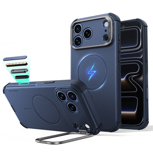 Husă pentru iPhone 17 Pro / iPhone 18 Pro, ESR Cyber Armor Kickstand, Albastră