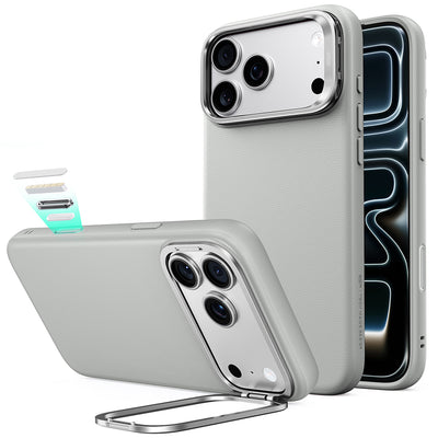 Husă pentru iPhone 17 Pro / iPhone 18 Pro, ESR Atelier Magnetic Kickstand, Gri