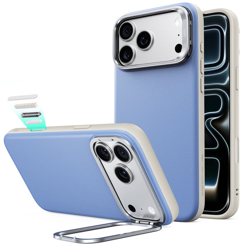 Husă pentru iPhone 17 Pro / iPhone 18 Pro, ESR Atelier Magnetic Kickstand, Albastru deschis