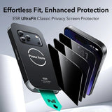 Folie telefon pentru iPhone 18 Pro, ESR Privacy Tempered Glass UltraFit Classic, set 3 bucăți, Neagră
