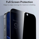 Folie telefon pentru iPhone 18 Pro, ESR Privacy Tempered Glass UltraFit Classic, set 3 bucăți, Neagră
