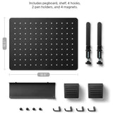 Panou organizator birou pentru Spigen Clamp-on Rail Desk Pegboard LD405, cu suporturi interschimbabile, Metal, Negru
