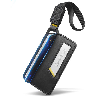 Portofel Spigen Universal Luggage Tag LF510, Premium Velo Leather, Inchidere Magnetica, Velcro Double Lock, Negru