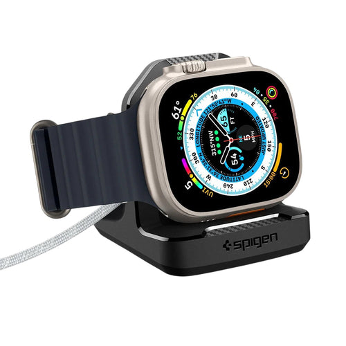 Suport încărcător pentru Apple Watch, Spigen Rugged Armor, Negru