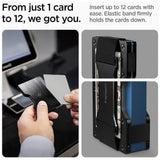 Portofel Spigen Wallet S AMP02898, blocare RFID, aluminiu, 12 carduri, Negru