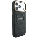 Husă pentru iPhone 17 Pro Max / iPhone 18 Pro Max, Guess 4G Embossed Classic MagSafe, Neagră