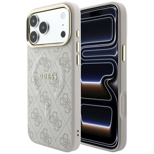 Husă pentru iPhone 17 Pro Max / iPhone 18 Pro Max, Guess 4G Embossed Classic cu MagSafe, Roz