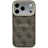 Husă pentru iPhone 17 Pro Max / iPhone 18 Pro Max, Guess 4G Embossed Classic MagSafe, Maro