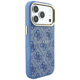Husă pentru iPhone 17 Pro Max / iPhone 18 Pro Max, Guess 4G Embossed Classic MagSafe, Albastră