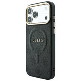 Husă pentru iPhone 17 Pro / iPhone 18 Pro, Guess 4G Embossed Classic MagSafe, Neagră