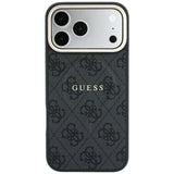Husă pentru iPhone 17 Pro / iPhone 18 Pro, Guess 4G Embossed Classic MagSafe, Neagră