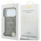 Husă pentru iPhone 17 Pro / iPhone 18 Pro, Guess 4G Embossed Classic MagSafe, Maro