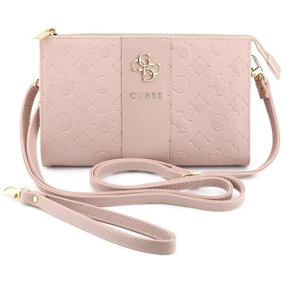 Borseta universala Guess Peony 4G Classic Logo, curea reglabila, piele eco, inchidere cu fermoar, Roz