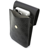 Borseta universala Guess 4G Grained Classic Logo, Piele ecologica, Curea reglabila, Neagra