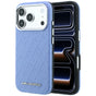 Husă pentru iPhone 17 Pro / iPhone 18 Pro, Karl Lagerfeld Grained Leather Metal Logo MagSafe, Albastră