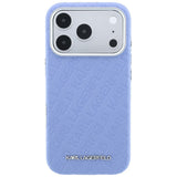 Husă pentru iPhone 17 Pro / iPhone 18 Pro, Karl Lagerfeld Grained Leather Metal Logo MagSafe, Albastră