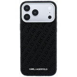 Husă pentru iPhone 17 Pro / iPhone 18 Pro, Karl Lagerfeld Grained Leather Metal Logo MagSafe, Neagră
