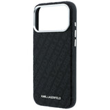 Husă pentru iPhone 17 Pro / iPhone 18 Pro, Karl Lagerfeld Grained Leather Metal Logo MagSafe, Neagră