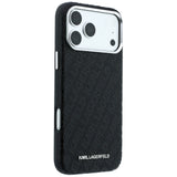 Husă pentru iPhone 17 Pro Max / iPhone 18 Pro Max, Karl Lagerfeld Grained Leather Metal Logo MagSafe, Neagră
