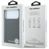 Husă pentru iPhone 17 Pro Max / iPhone 18 Pro Max, Karl Lagerfeld Grained Leather Metal Logo MagSafe, Neagră