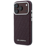 Husă pentru iPhone 17 Pro Max / iPhone 18 Pro Max, Karl Lagerfeld Grained Leather Metal Logo MagSafe, Bordo