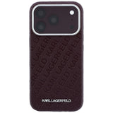 Husă pentru iPhone 17 Pro Max / iPhone 18 Pro Max, Karl Lagerfeld Grained Leather Metal Logo MagSafe, Bordo