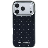 Husă pentru iPhone 17 Pro Max / iPhone 18 Pro Max, Karl Lagerfeld IML Rhinestones and Electroplated Logo, Neagră