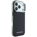 Husă pentru iPhone 17 Pro Max / iPhone 18 Pro Max, Karl Lagerfeld IML Rhinestones and Electroplated Logo, Neagră
