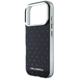 Husa pentru iPhone 17 Pro / iPhone 18 Pro, Karl Lagerfeld IML Rhinestones and Electroplated Logo, Neagra
