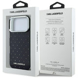 Husa pentru iPhone 17 Pro / iPhone 18 Pro, Karl Lagerfeld IML Rhinestones and Electroplated Logo, Neagra