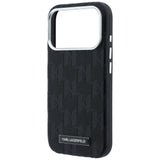 Husă pentru iPhone 17 Pro / iPhone 18 Pro, Karl Lagerfeld MagSafe Grained Leather Mono Resin Logo, Neagră